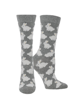 Cute Fuzzy Bunny Socks for Women | Bunny Rabbit Crew Socks | 1-Pack/2-Pack