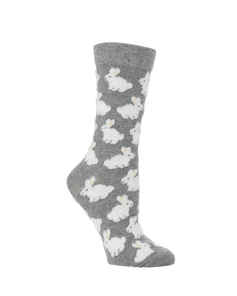 Cute Fuzzy Bunny Socks for Women | Bunny Rabbit Crew Socks | 1-Pack/2-Pack