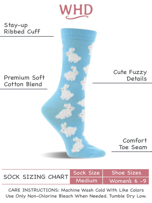 WHD socks Cute Fuzzy Bunny Socks for Women | Fuzzy Bunny Rabbit Crew Socks