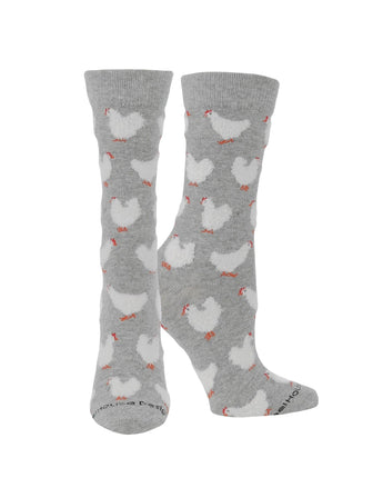Fuzzy Chicken Socks | Cute Chicken Socks for Women | Crew Length | 1-Pack/2-Pack