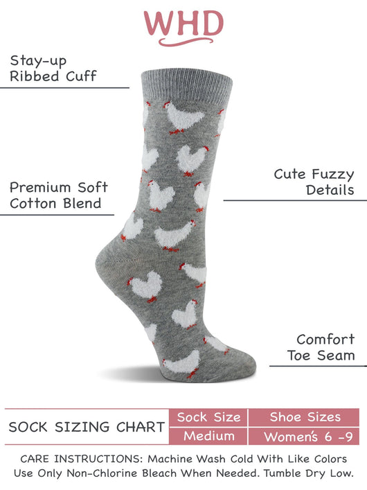 WHD socks Fuzzy Chicken Socks | Cute Chicken Socks for Women | Crew Length