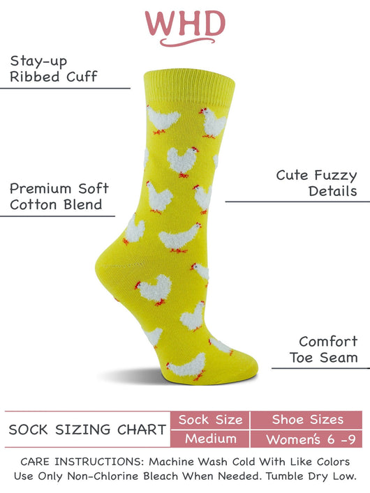 WHD socks Fuzzy Chicken Socks | Cute Chicken Socks for Women | Crew Length
