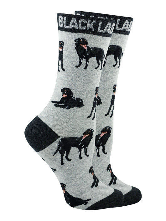 WHD socks Gray/Black / Large Black Lab Socks for Women and Men | Perfect Dog Lovers Gift