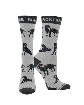 WHD socks Gray/Black / Large Black Lab Socks for Women and Men | Perfect Dog Lovers Gift