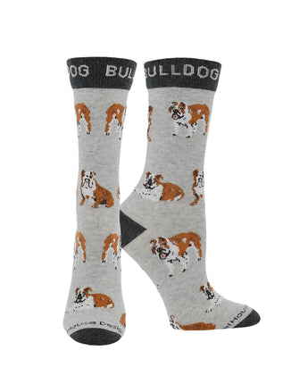 WHD socks Gray/Black / Medium American Bulldog Socks for Women | Perfect Dog Lovers Gift