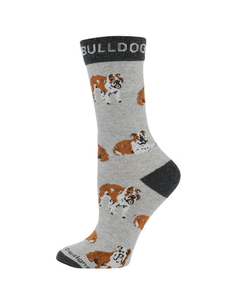 WHD socks Gray/Black / Medium American Bulldog Socks for Women | Perfect Dog Lovers Gift