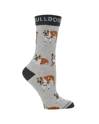 WHD socks Gray/Black / Medium American Bulldog Socks for Women | Perfect Dog Lovers Gift