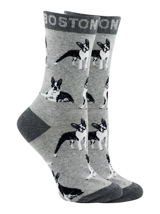 WHD socks Gray/Black / Medium Boston Terrier Socks for Women | Perfect Dog Lovers Gift