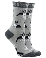 WHD socks Gray/Black / Medium Boston Terrier Socks for Women | Perfect Dog Lovers Gift