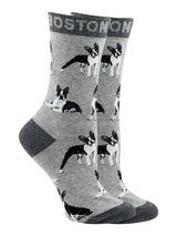 WHD socks Gray/Black / Medium Boston Terrier Socks for Women | Perfect Dog Lovers Gift