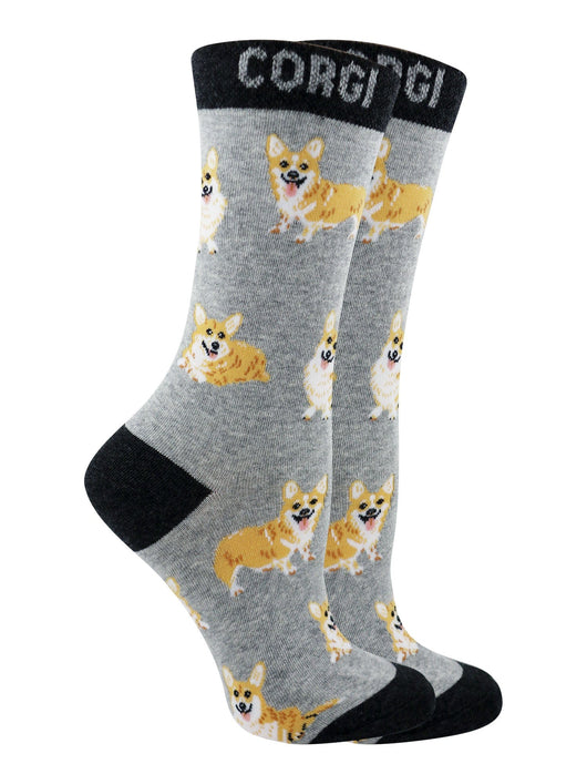 WHD socks Gray/Black / Medium Corgi Pembroke Crew Socks for Women | Dog Lovers Gift