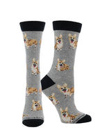 WHD socks Gray/Black / Medium Corgi Pembroke Crew Socks for Women | Dog Lovers Gift