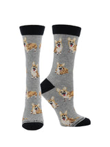 WHD socks Gray/Black / Medium Corgi Pembroke Crew Socks for Women | Dog Lovers Gift