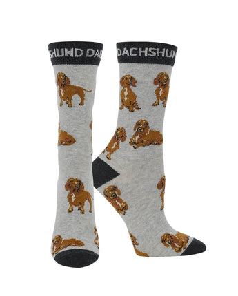 WHD socks Gray/Black / Medium Dachshund Socks for Women | Perfect Dog Lovers Gift