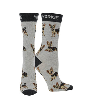 WHD socks Gray/Black / Medium Yorkie Puppy Socks forWomen | Perfect Dog Lovers Gift