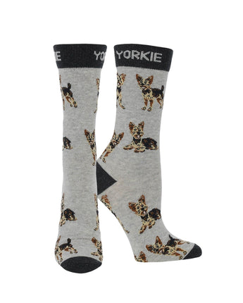WHD socks Gray/Black / Medium Yorkie Puppy Socks forWomen | Perfect Dog Lovers Gift