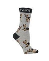 WHD socks Gray/Black / Medium Yorkie Puppy Socks forWomen | Perfect Dog Lovers Gift