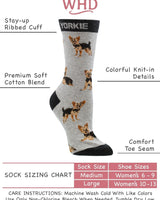 WHD socks Gray/Black / Medium Yorkie Puppy Socks forWomen | Perfect Dog Lovers Gift