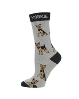 WHD socks Gray/Black / Medium Yorkie Puppy Socks forWomen | Perfect Dog Lovers Gift