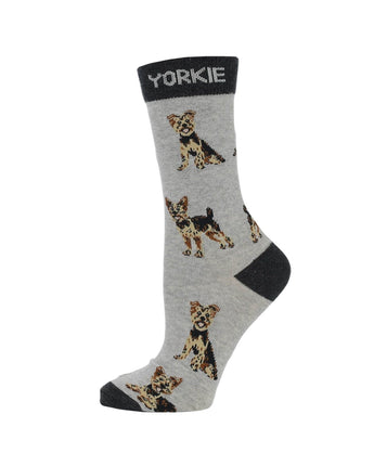 WHD socks Gray/Black / Medium Yorkie Puppy Socks forWomen | Perfect Dog Lovers Gift