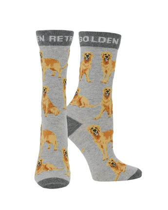 WHD socks Gray/Charcoal / Medium Best Golden Retriever Crew Socks for Women | Dog Lovers Gift