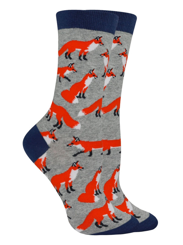 WHD socks Gray Heather / Large Fox Socks for Women and Men | Perfect Fox Lovers Gift