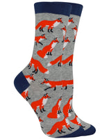 WHD socks Gray Heather / Large Fox Socks for Women and Men | Perfect Fox Lovers Gift