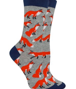 WHD socks Gray Heather / Large Fox Socks for Women and Men | Perfect Fox Lovers Gift