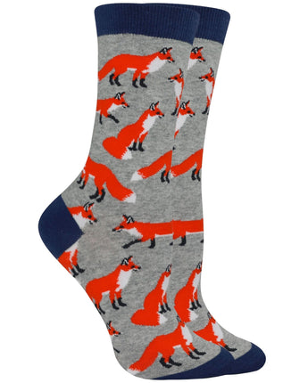 WHD socks Gray Heather / Large Fox Socks for Women and Men | Perfect Fox Lovers Gift