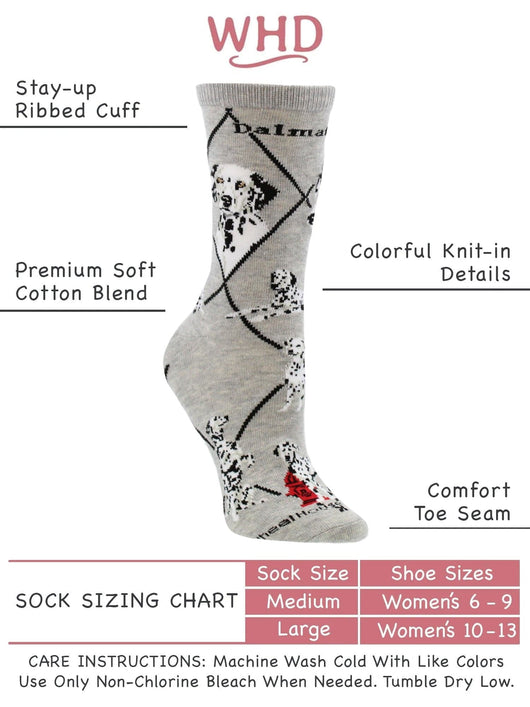 WHD socks Gray Heather / Medium Dalmation Socks Perfect Dog Lovers Gift