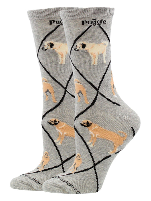 WHD socks Gray Heather / Medium Puggle Socks Perfect Dog Lovers Gift