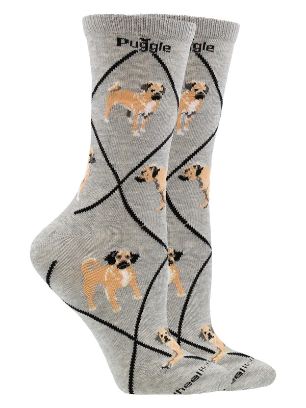 WHD socks Gray Heather / Medium Puggle Socks Perfect Dog Lovers Gift