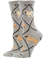 WHD socks Gray Heather / Medium Puggle Socks Perfect Dog Lovers Gift