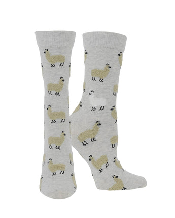 WHD socks Gray Heather / Medium WHD Cute Fuzzy Llama Socks for Women