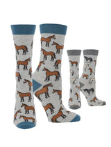WHD socks Gray Heather / Medium WHD Multi Horse Socks | Gift for Horse Lovers | 2-Pack