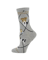 WHD socks Gray Heather / Medium Wire Fox Terrier Socks Perfect Dog Lovers Gift