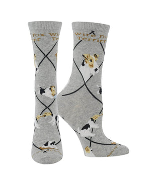 WHD socks Gray Heather / Medium Wire Fox Terrier Socks Perfect Dog Lovers Gift