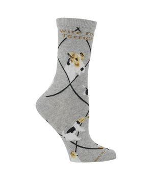 WHD socks Gray Heather / Medium Wire Fox Terrier Socks Perfect Dog Lovers Gift