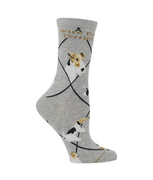 WHD socks Gray Heather / Medium Wire Fox Terrier Socks Perfect Dog Lovers Gift