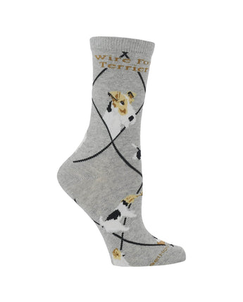 WHD socks Gray Heather / Medium Wire Fox Terrier Socks Perfect Dog Lovers Gift