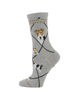 WHD socks Gray Heather / Medium Wire Fox Terrier Socks Perfect Dog Lovers Gift