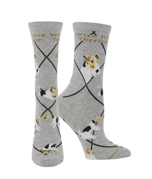 WHD socks Gray Heather / Medium Wire Fox Terrier Socks Perfect Dog Lovers Gift