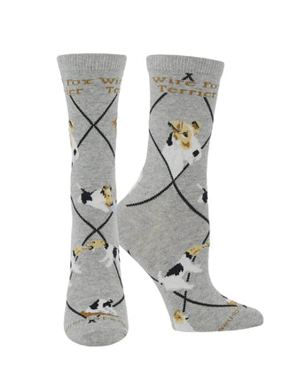WHD socks Gray Heather / Medium Wire Fox Terrier Socks Perfect Dog Lovers Gift