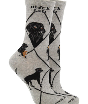 WHD socks Gray / Large Black Lab Socks for Women and Men | Perfect Dog Lovers Gift