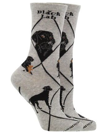 WHD socks Gray / Large Black Lab Socks for Women and Men | Perfect Dog Lovers Gift