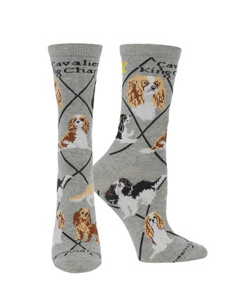 WHD socks Gray / Large Cavalier King Charles Spaniel Socks for Women and Men | Perfect Dog Lovers Gift