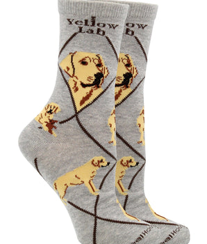 WHD socks Gray / Large Yellow Lab Socks for Women and Men | Perfect Dog Lovers Gift