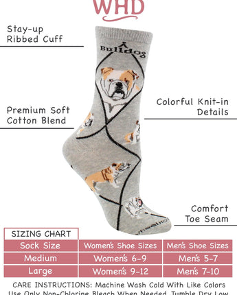 WHD socks Gray / Medium American Bulldog Socks for Women | Perfect Dog Lovers Gift