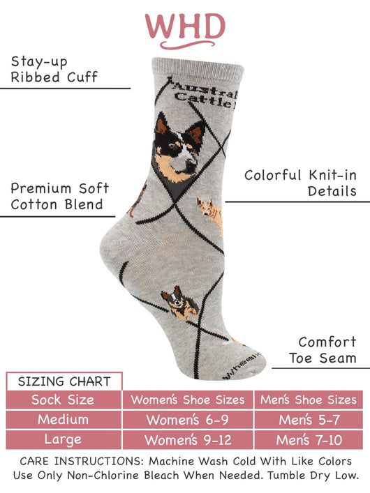 WHD socks Gray / Medium Australian Cattle Dog Socks Perfect Dog Lovers Gift