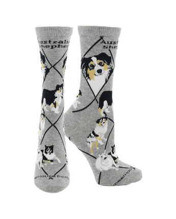 WHD socks Gray / Medium Australian Shepherd Socks for Women and Men | Perfect Dog Lovers Gift